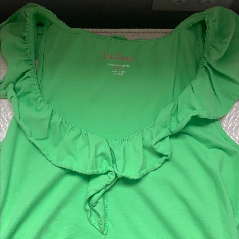 Green Lilly Ruffle Tank Top